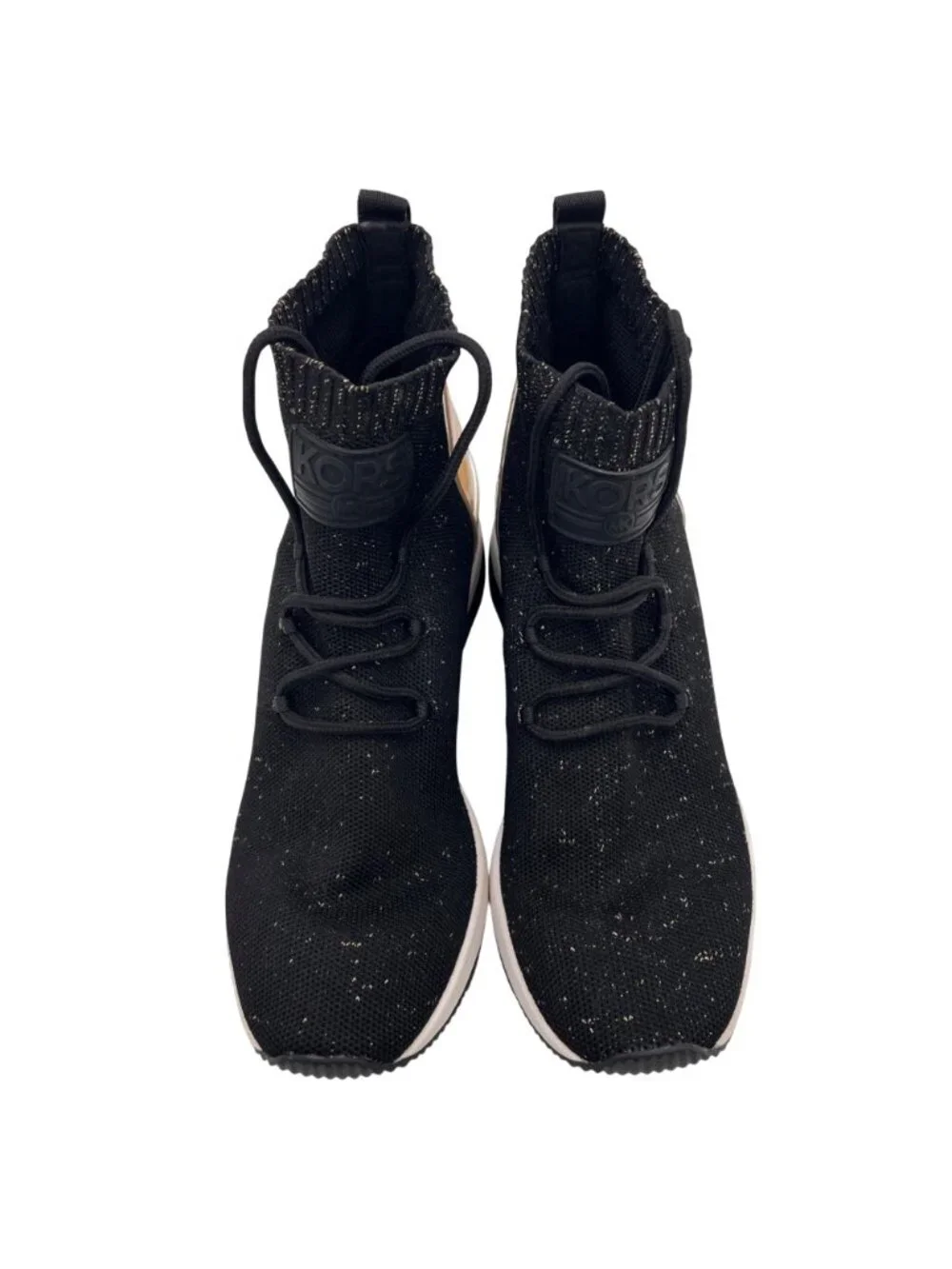 Michael Kors Skyler Elastic Bootie Wedge High Top Sneaker Womens Size 7 Metallic - Picture 3 of 16